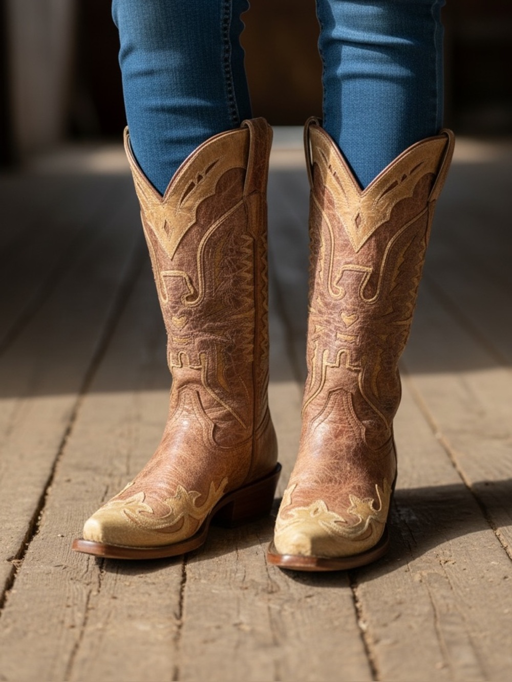 Corral Cowboy Boots Womens 5 Snip Toe Western Leather Embroidered Brown - Picture 3 of 13
